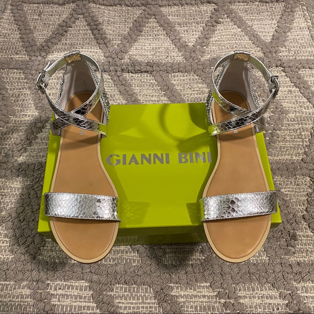 Silver and rhinestone sandals